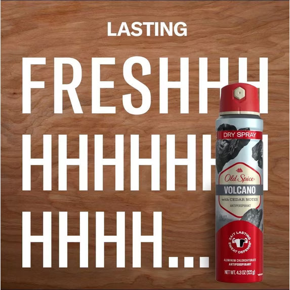 Old Spice dry spray Antiperspirant Volcano with Cedar notes