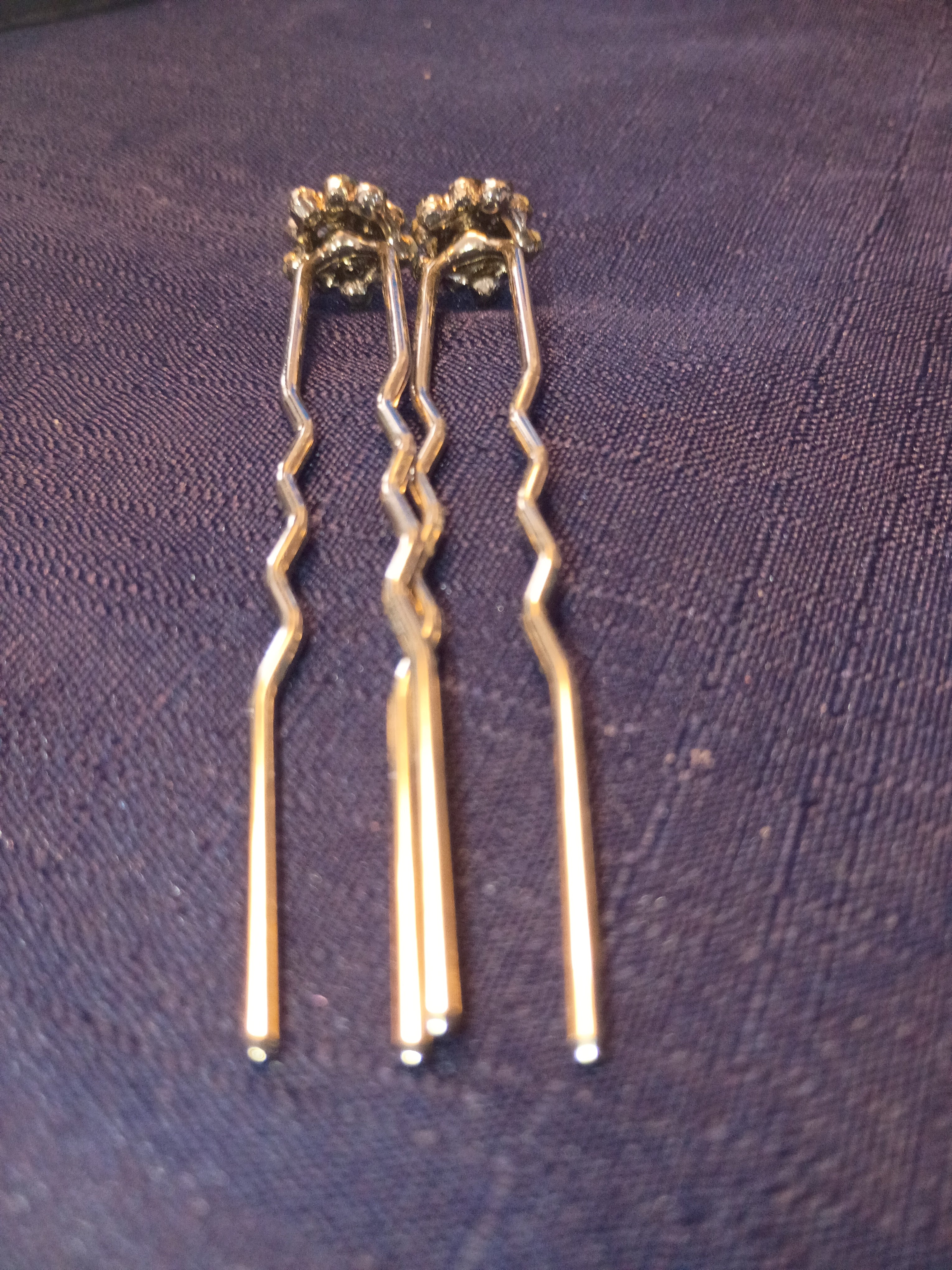 Elegant Jet Black Crystal Cluster Hair Pins (Set of 2) – Prom & Wedding Updo Accessories