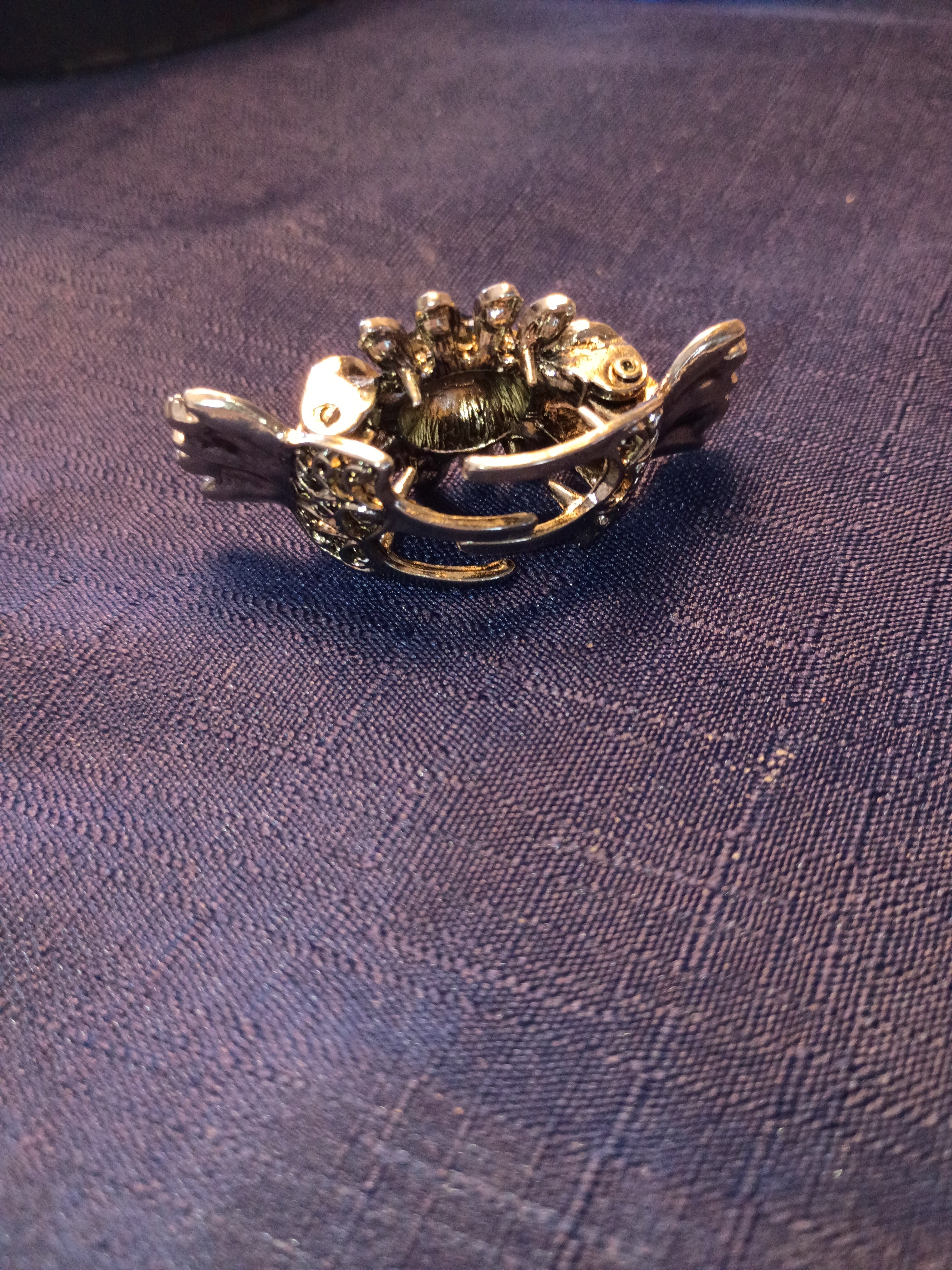 Vintage Style Crystal Sunflower Hair Claw Clip a Hematite Rhinestone Floral Jaw