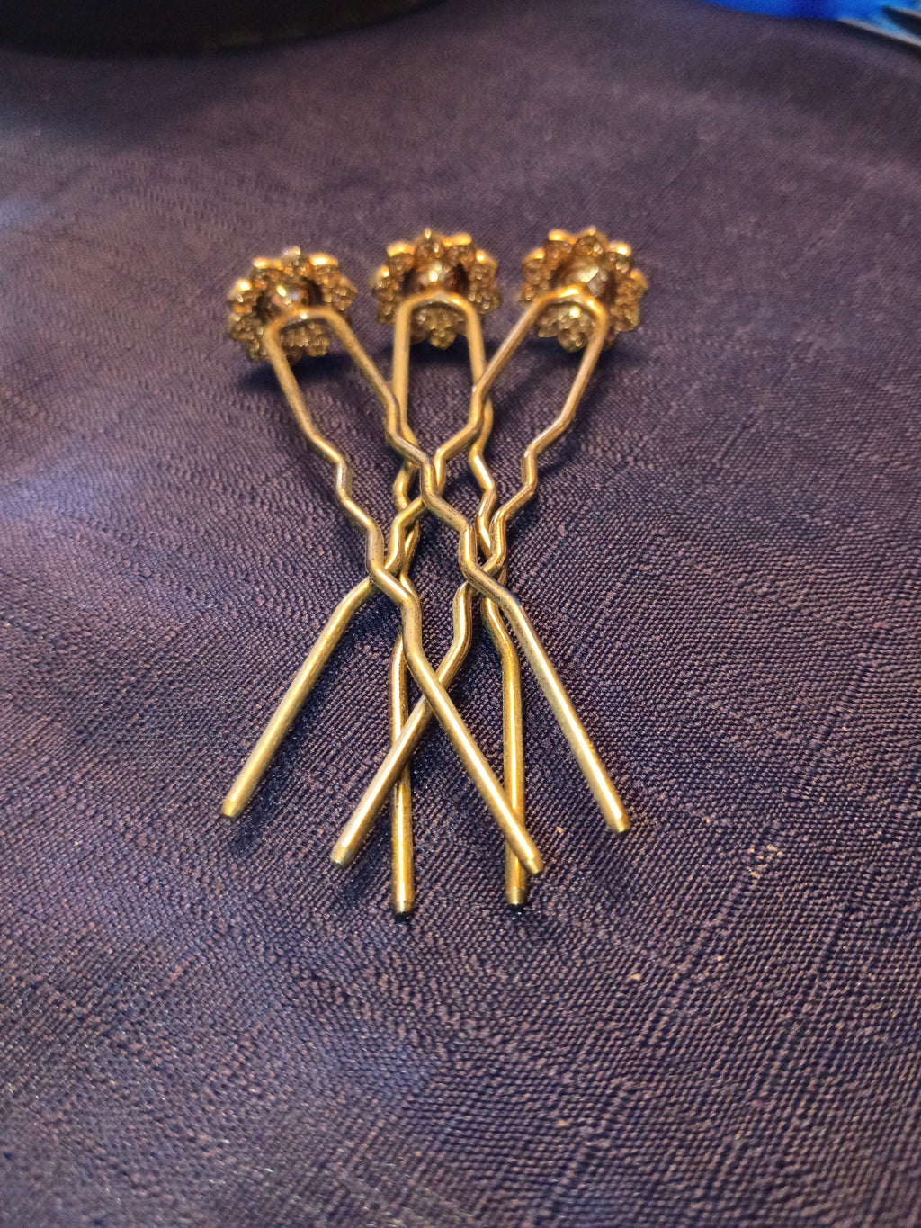 Aurelia Antiqued Crystal Hair Pins – Exquisite Filigree Bridal & Evening Hairpiece Set (Set of 3)