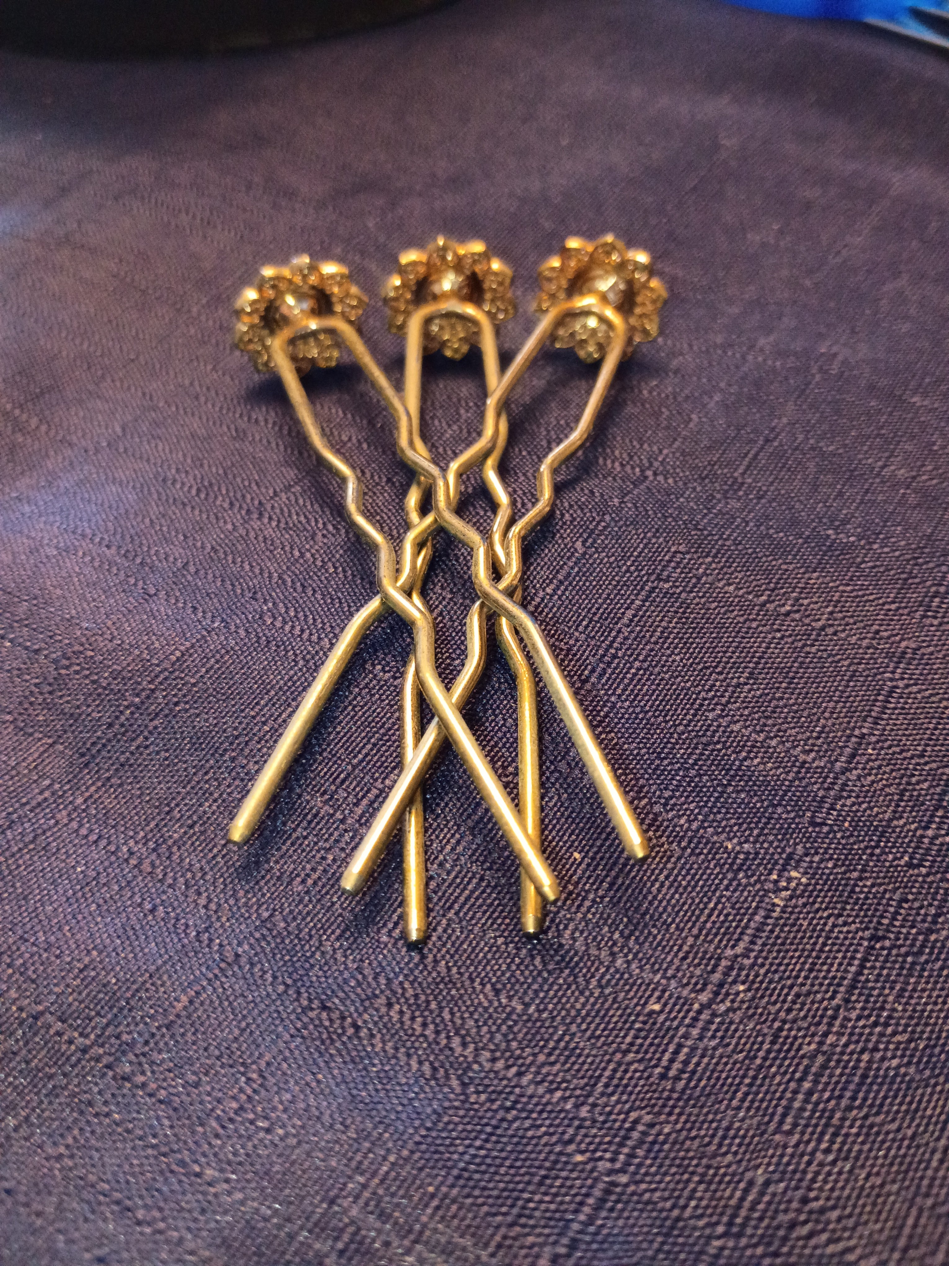 Aurelia Antiqued Crystal Hair Pins – Exquisite Filigree Bridal & Evening Hairpiece Set (Set of 3)