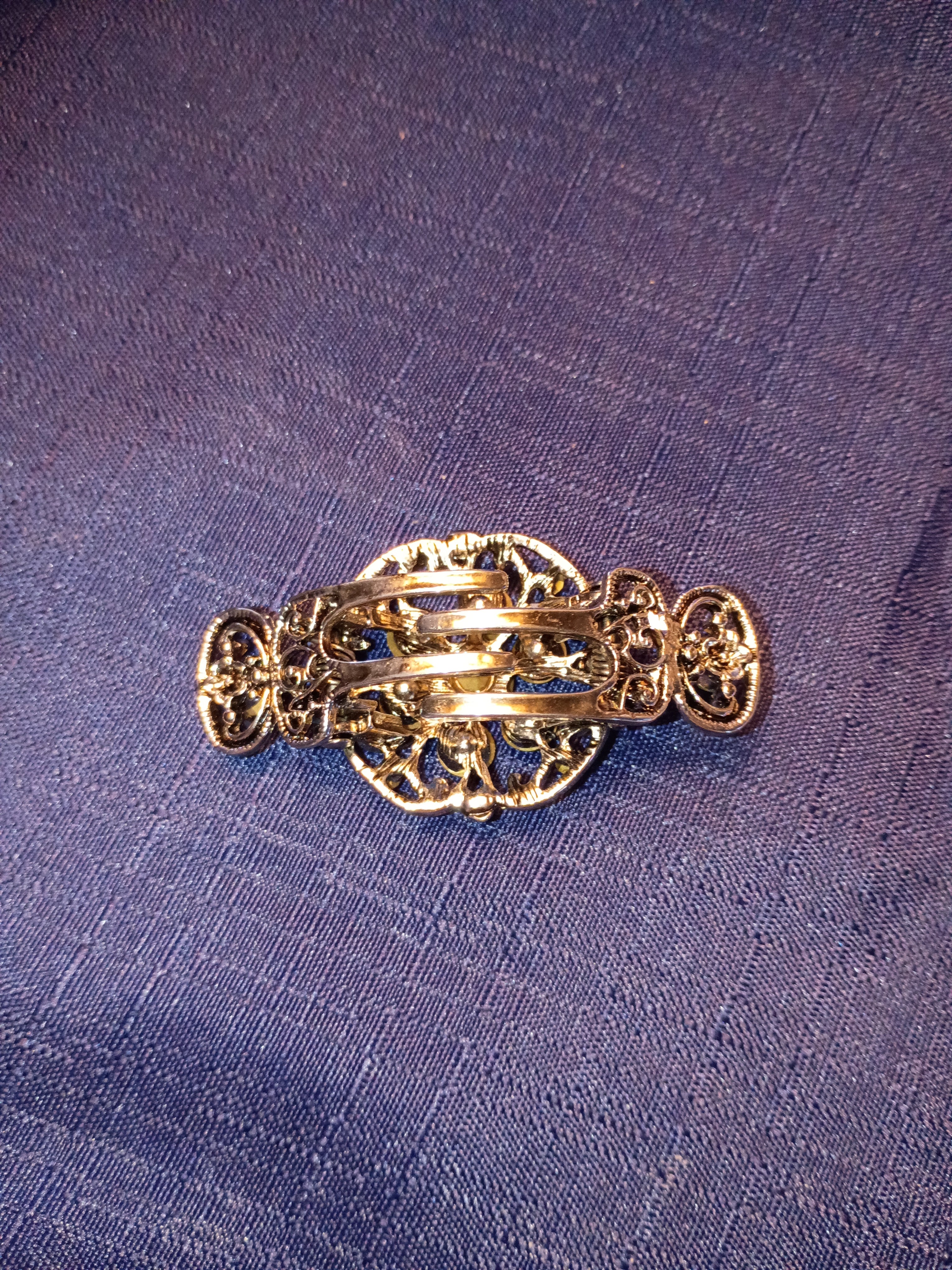 silver Tone Green Crystal Flower Hinged Bangle Bracelet for your hair.